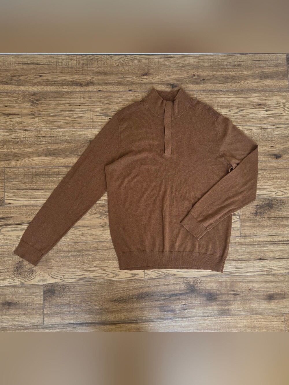 Banana Republic Men's Classic Brown Quarter Zip Premium Luxe Yarn Sweater Size L